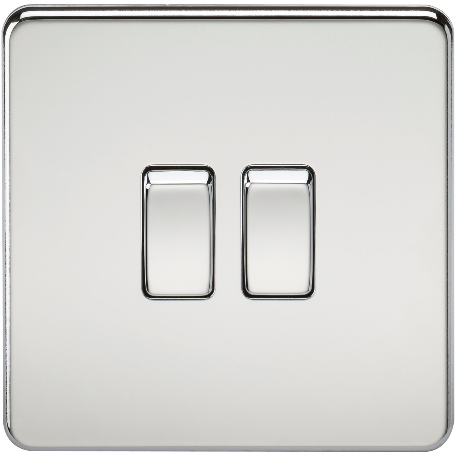 Knightsbridge SF3000PC Screwless 10 A 2-Gang 2 Way Switch, Polished Chrome