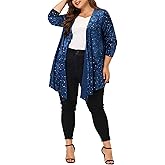 Agnes Orinda Women's Plus Size Cardigans Open Front Draped Shiny Party Velvet Cardigan