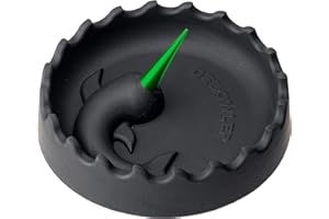 Debowler Narwhal Silicone Tray - Large - with Billet Aluminum Cleaning Spike, Black with Green Poker - Catches Debris in Heat Resistant Tray - Dishwasher Safe