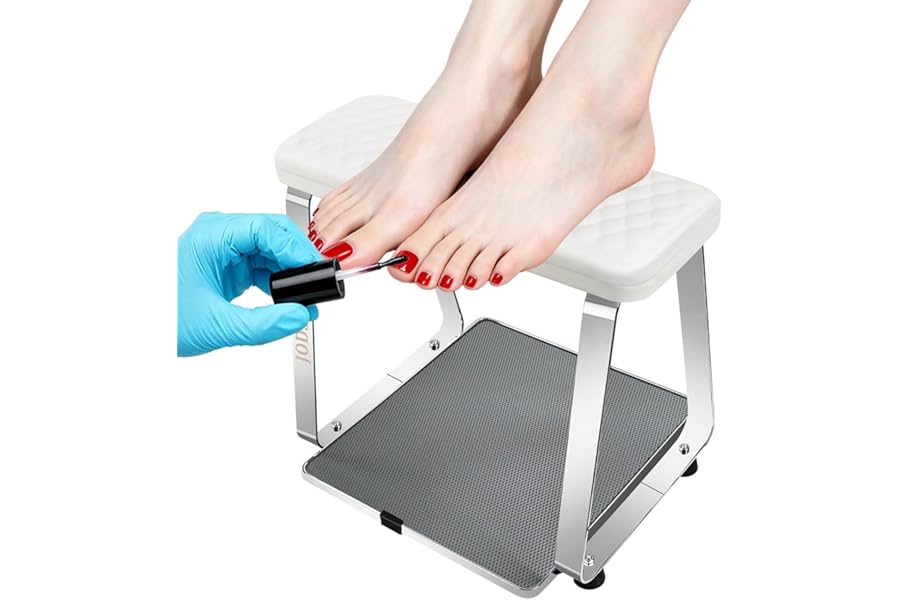 JODSONE Pedicure Foot Rest for Nails Tech with Soft Cushion,Pedicure Stool,Nail Stand,Detachable Stainless Manicure Foot Rest for Home and Salon Use Pedicure Station