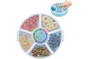 Pawtong Snack Rotator Container Reusable Snack Box with 5 Compartment Dispenser and Lid, Color Matching Opening Lid, BPA and PVC Free, for Home, School, Travel (1 Pack- Blue)