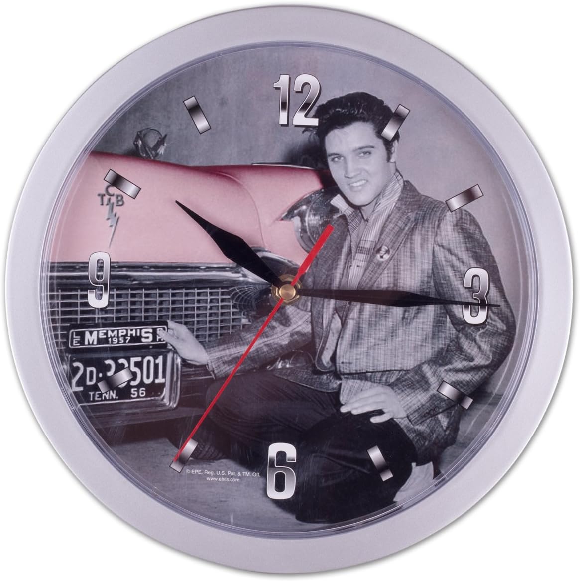 Elvis Presley with Pink Cadillac Clock Home & Kitchen
