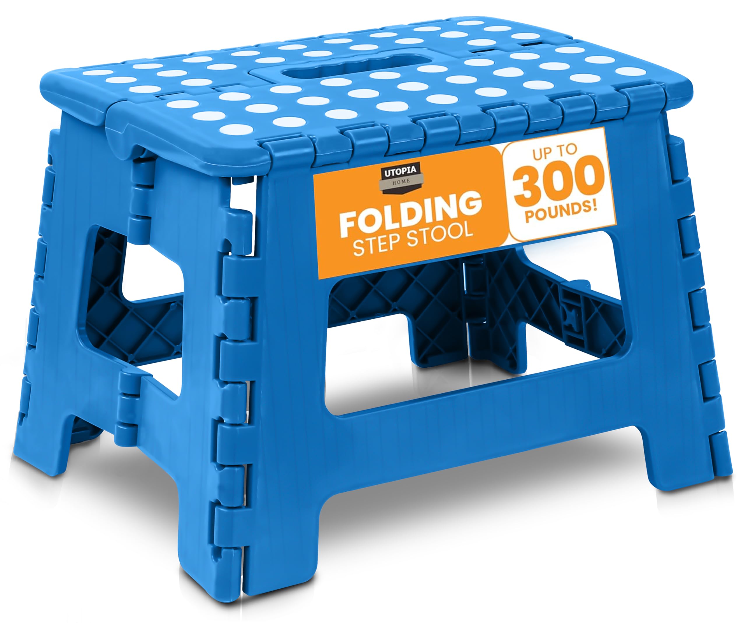 Utopia Home Folding Step Stool 9 Inch, Portable Anti Slip Surface for Kids and Adults, Heavy Duty Folding Stool with Carrying Handle, 300 lbs Load Capacity, Pack of 1, Blue