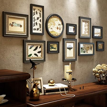 Vintage Wood Picture Photo Frames Collage Wall Sets For 11 Photos Multiple Large Picture Gallery Frame For Living Room Decor Black Amazon Co Uk Kitchen Home