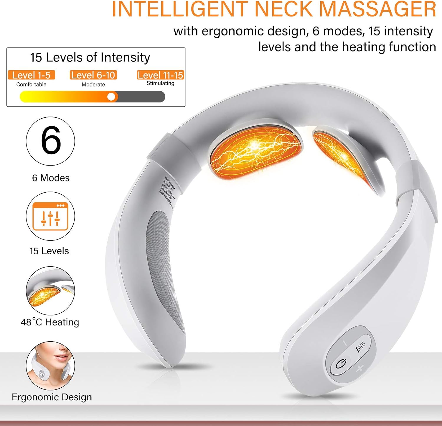 FORTHiQ Neck TENS Machine with Heat, Electric Neck Massager for Pain Relief 15 Levels Deep Tissue Massage, Portable and Soothing - Image 5