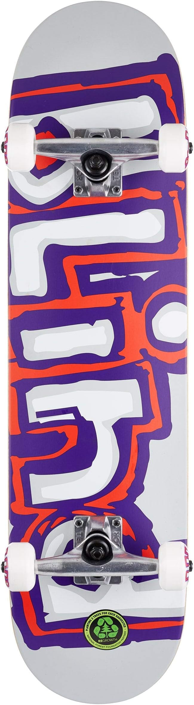 Blind Matte OG Logo Skateboard Complete Sz 7.875 x 31.2in Grey/Purple/Yellow