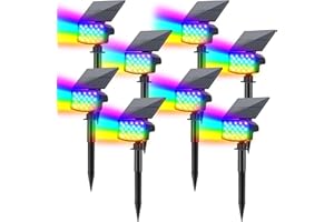 MinPea Solar Color Changing Spot Lights Outdoor, [9 Modes/8 Pack] Solar Christmas Lights Outdoor Waterproof IP65, Multicolor Solar Powered Landscape Spotlights for Yard Garden Pathway Lawn Decoration
