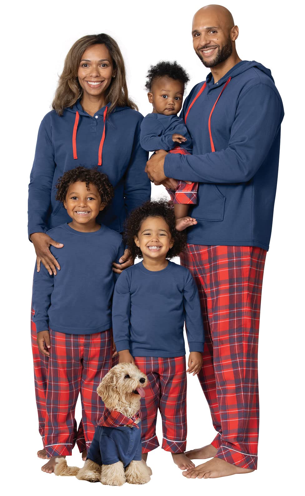 PajamaGram Family Pajamas Matching Sets - Family PJs, Red & Blue Plaid, Men MD Image