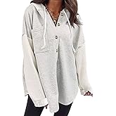 SHEWIN Oversized Sweatshirt for Women Loose Fit Casual Long Sleeve Button Hooded Sweatshirts Hoodies with Pocket