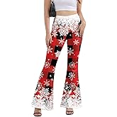 Seizesoul St Patrick's Day Bell Bottom for Women Shamrock Clover Printed Flare Leg Pants