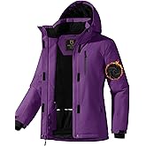 FREE SOLDIER Women's Waterproof Ski Snow Jacket Fleece Lined Warm Winter Rain Jacket with Hood Fully Taped Seams