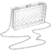 uxcell Women Acrylic Clear Clutch Purses Lattice Evening Handbag Crossbody Bag with Chain for Wedding Prom Party
