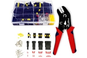 Twippo 352Pcs Waterproof Electrical Connector Terminals Automotive Electrical Wire Connectors 1/2/3/4 Pin Connector with Ratchet Crimping Tool