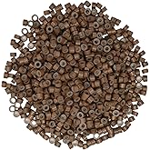 AYIBO 1000pcs Hair Extension Beads Micro Links Rings for Hair Extension Microlink Beads 5mm Silicone Lined, Light Brown