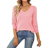 QUALFORT Women's Sweater 100% Cotton Long Sleeve Pullover Sweater Soft Lightweight Knit Tops 2026