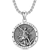 Seiyang Saint Necklace 925 Sterling Silver Patron Amulet Medal Jewelry for Men Women (with Gift Box)