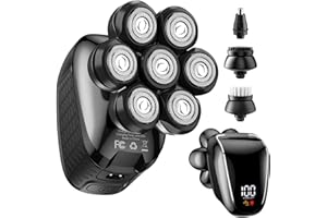 Wyklaus Head Shavers for Bald Men: 5-in-1 Electric Razor - Waterproof Wet Dry Shaving - Professional Grooming Kit for Balder - Rechargeable Head Shavers for Face/Beard Use (Deep Black)