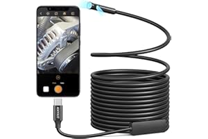 Anykit Dual Lens Endoscope Camera, Type-C Borescope with 8 Adjustable LED Lights, IP67 Waterproof 16.5ft Semi-Rigid Snake Cord Inspection Camera Compatible with Type C iPhone 15 & Android Phone