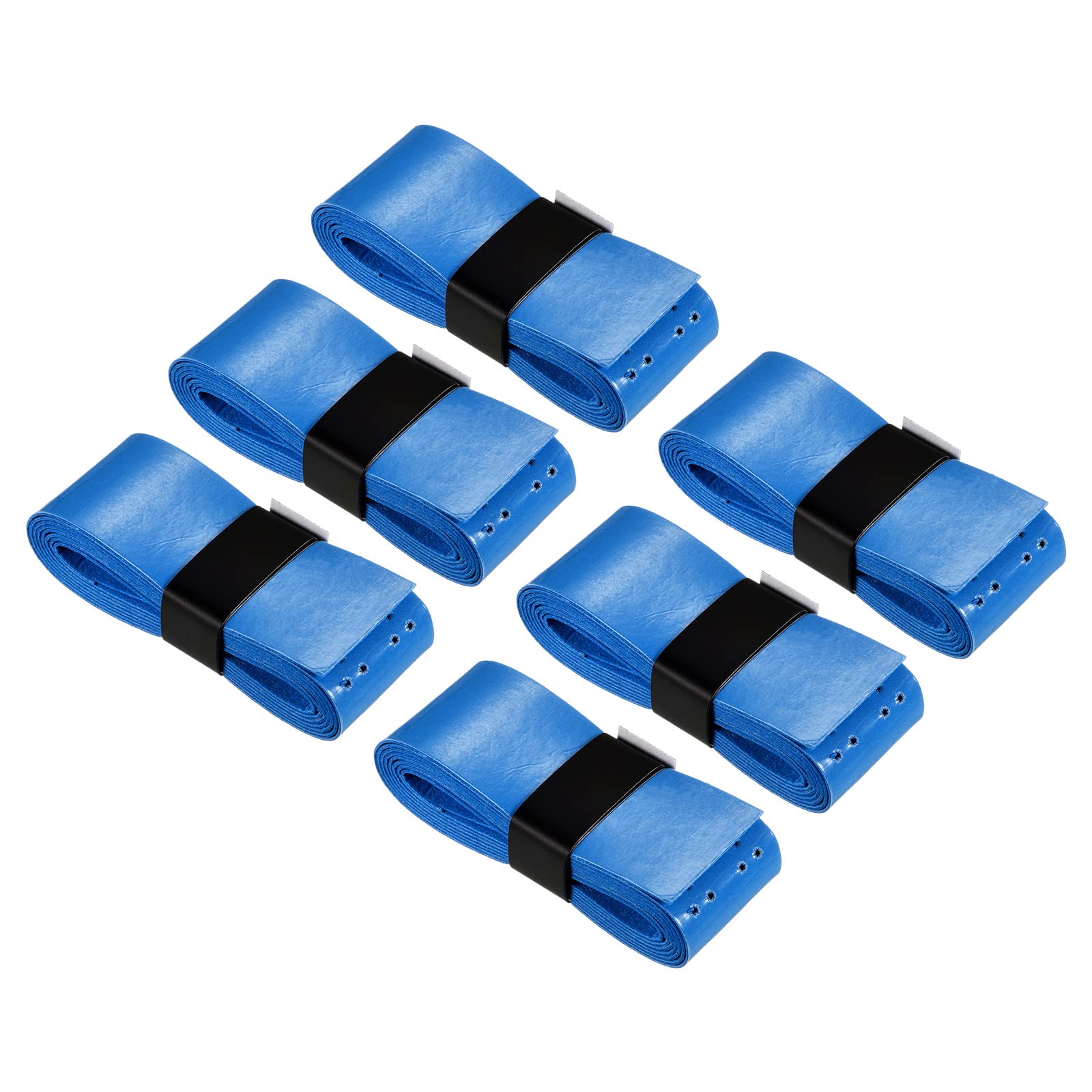 PATIKIL 43.3" Tennis Racket Grip Tape with Hole, 6 Pack PU Overgrip Stretchy Non-Slip Absorb Sweat for Badminton Fishing Rod, Blue