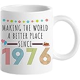 Choinn 50th Birthday Gifts for Women, Funny 50 Year Old Gift Coffee Mug, 1976 50th Birthday Mugs for Her, Mom, Aunt, Wife, Sister, Grandma, Friend, 11 oz Tea Cup Making The World a Better Place 1976