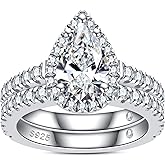 AnuClub (Total 4.14ct 3CT Center Moissanite Engagement Rings Wedding Band D Color VVS1 Round Cut 925 Sterling Silver Bridal Sets for Women