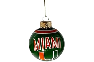 FOCO Miami Hurricanes Glass Ball Ornament, Officially Licensed NCAA Football Fan Decoration