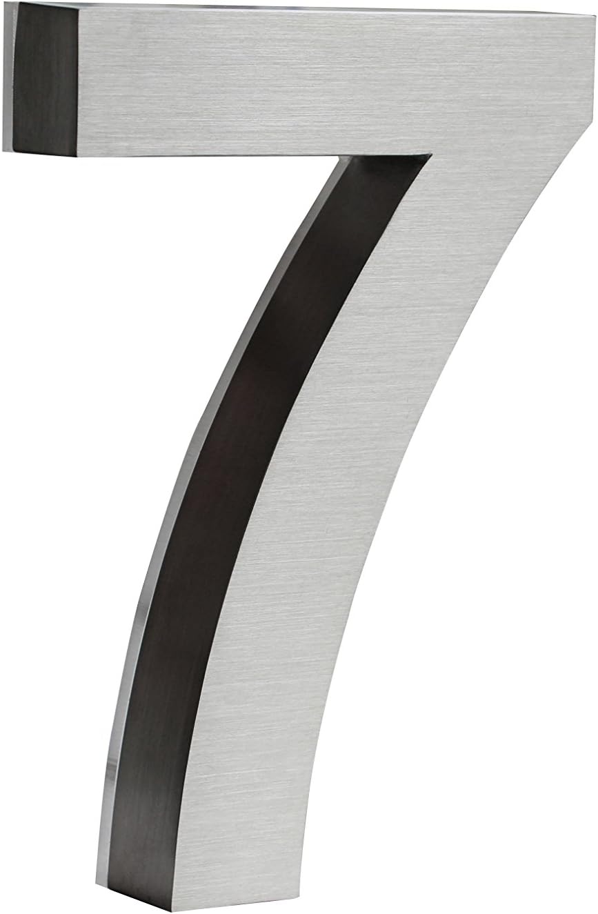 8 Inch House Numbers LED, Modern Address Signs for Homes | Soft, Exterior Glow | Black OR Stainless-Steel Weather Resistant, Durable, Wired | By JELSCO (7, Arial Stainless)
