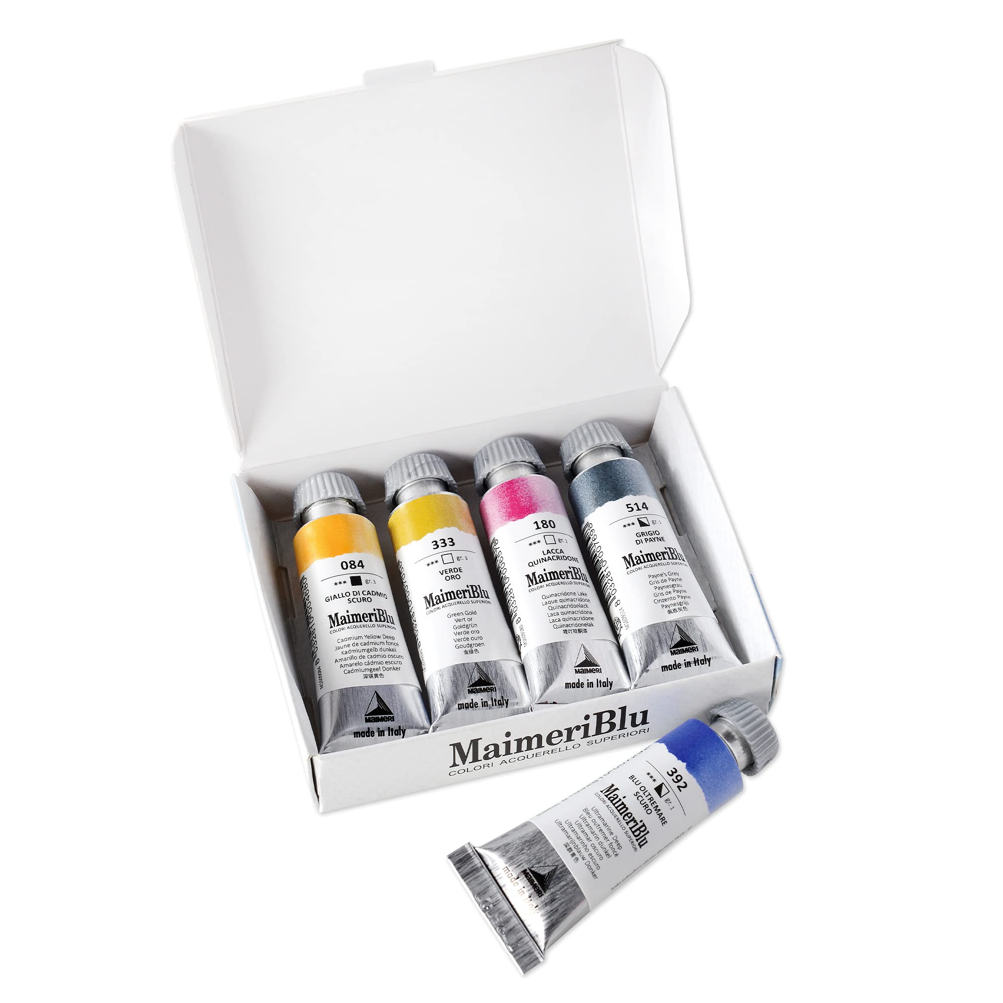MAIMERI Blu Fine Art Watercolour Tube Set, Assorted Colours Set, 5 x 12ml Tubes, For Professional Artists