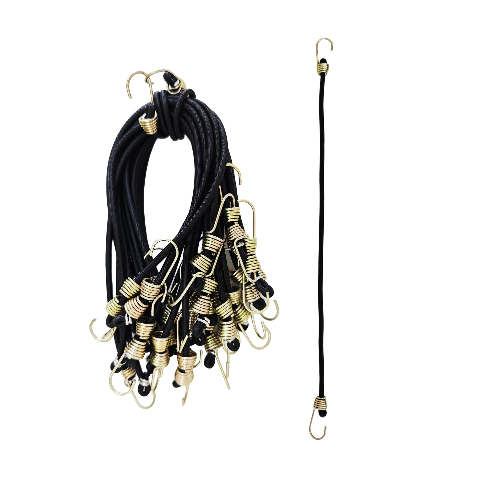 AUXBC 20PCS 14Inch Mini Black Bungee Cords with