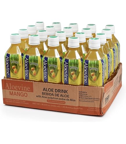 Amazon.com : Aloevine Aloe Vera Drink Pina Colada juice l 16.9 oz. 20 pack  l smart fruit Korean drinks : Health & Household