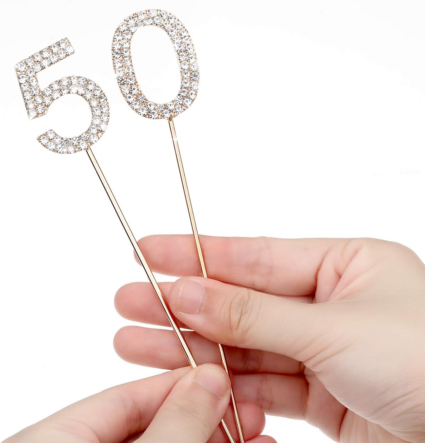 50 Cake Topper Crystal Rhinestones Decorative Cake Topper for 50th Birthday Party or Anniversary Party Supplies (Gold) - Image 3