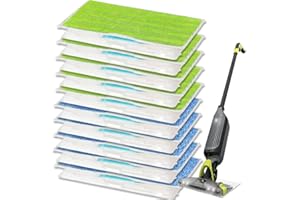 GVMM Reusable and Washable Mop Pad Refills Replacement for Shark Vacmop VM252 VM251 VM200 VM200C VM190 VM252C QM250 VM250 VC205 Hardwood Floor Vacuum Mops (5PCS Blue+5PCS Green)