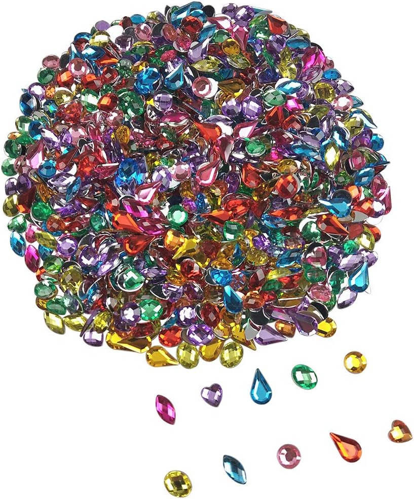 1300PCS Acrylic Flatback Rhinestones Gems Craft Gemstone Embellishments Colorful Jewels for DIY Craft Wedding Birthday Decoration Favor by SkyCooool