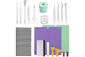 DAYANGDONG Accessories Bundle for Cricut Machine Maker, Compatible with Cricut Machine, Cricut Maker Weeding Tool, Colored Pencil, Cutting Mat, Scraper, Ruler, Adapter Suitable for Beginners Artisans 44 PCS