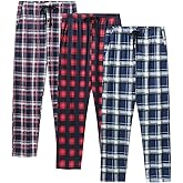 MoFiz Men's Pajama Bottom Pants Sleepwear Lounging Relaxed House PJS Pants with Drawstring Button Fly 3-Pack