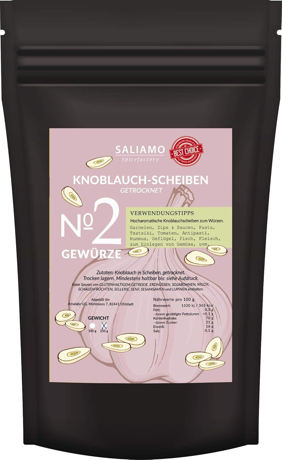 Knoblauch Scheiben, Knoblauch Chips, Knoblauch geschnitten, intensiver Geschmack, getrocknet 250 g