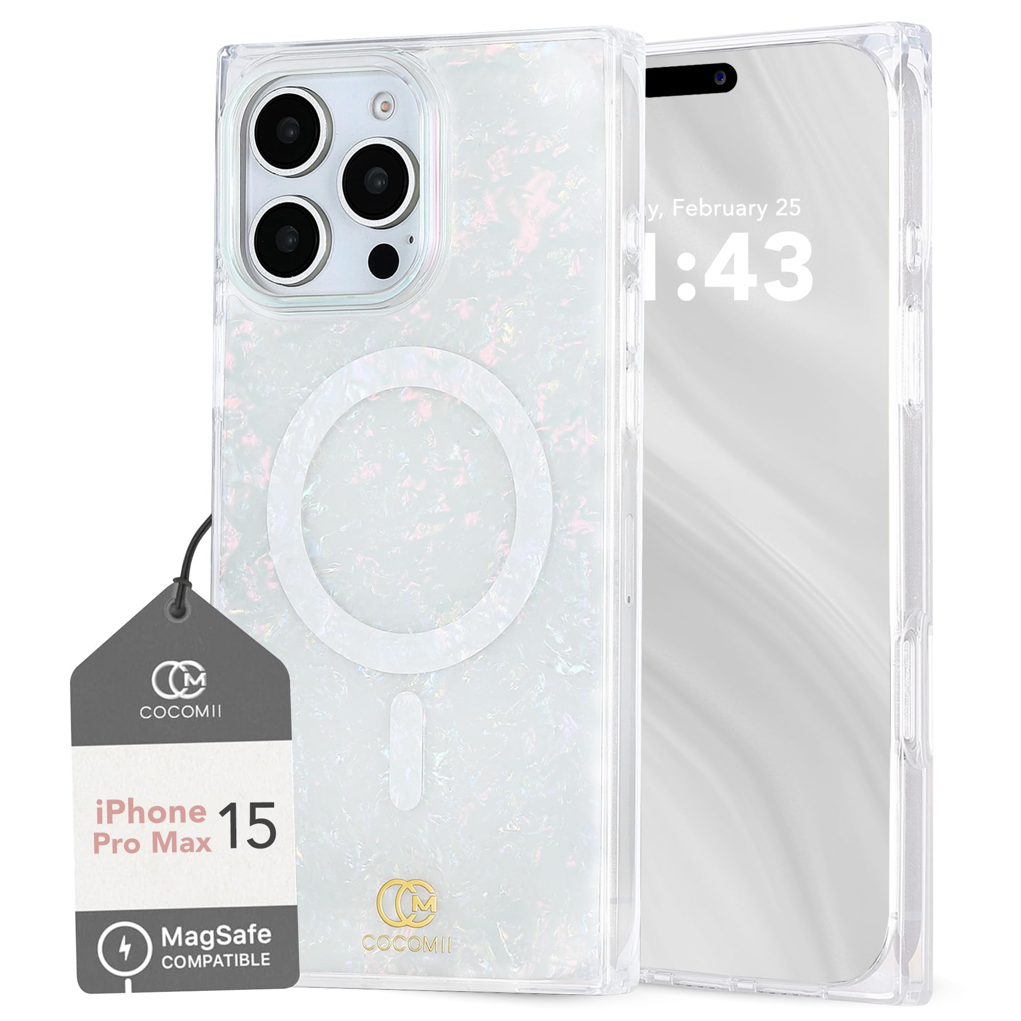 Photo 1 of Cocomii - Rectangle Case Compatible with iPhone 15 Pro Max - Compatible with MagSafe, Opalescent Pearl, Glitter Sparkle, Glossy, Magnetic Phone Case for iPhone 15 Pro Max 6.7 inch, Opal Nebula