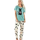 Lazy One Women's Pajama Set, Short Sleeves with Cute Prints, Relaxed Fit, Dog and Cat Prints