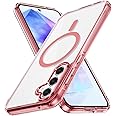 Lunivop for Samsung Galaxy A55 5G Case Hard [Compatible with Magsafe Wireless Charging] Yellowing Resistant Magnetic Cover Clear para A 55 6.6 inch 2024 Rugged Best Phone Cases Pink