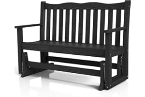 Stoog Outdoor Glider, All-Weather HIPS 2 Person Patio Glider Bench with 800 lbs Weight Capacity, Never Fade or Rot, for Garden, Backyard, Porch, and Deck, Black