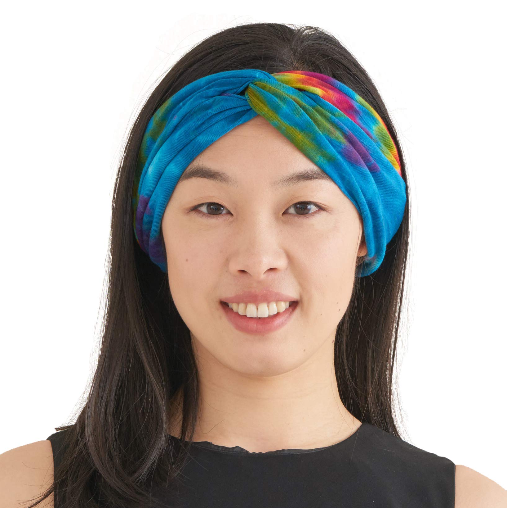 CHARM Womens Tie-Dye Head Wrap - Fashion Turban Headband Hippy Yoga Hairband Twist Knot Festival Hair Band F
