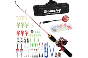 Doorslay Ice Fishing Rod Reel Combos, 19.7inchs Ice Fishing Pole with Fishing Reel, Skimmer, Hooks Lures and Carrier Bag for 