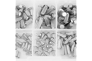 160pcs Stainless Steel Rivets, Round Head Knurled Shank Solid Rivets Assortment Set for Versatile Projects