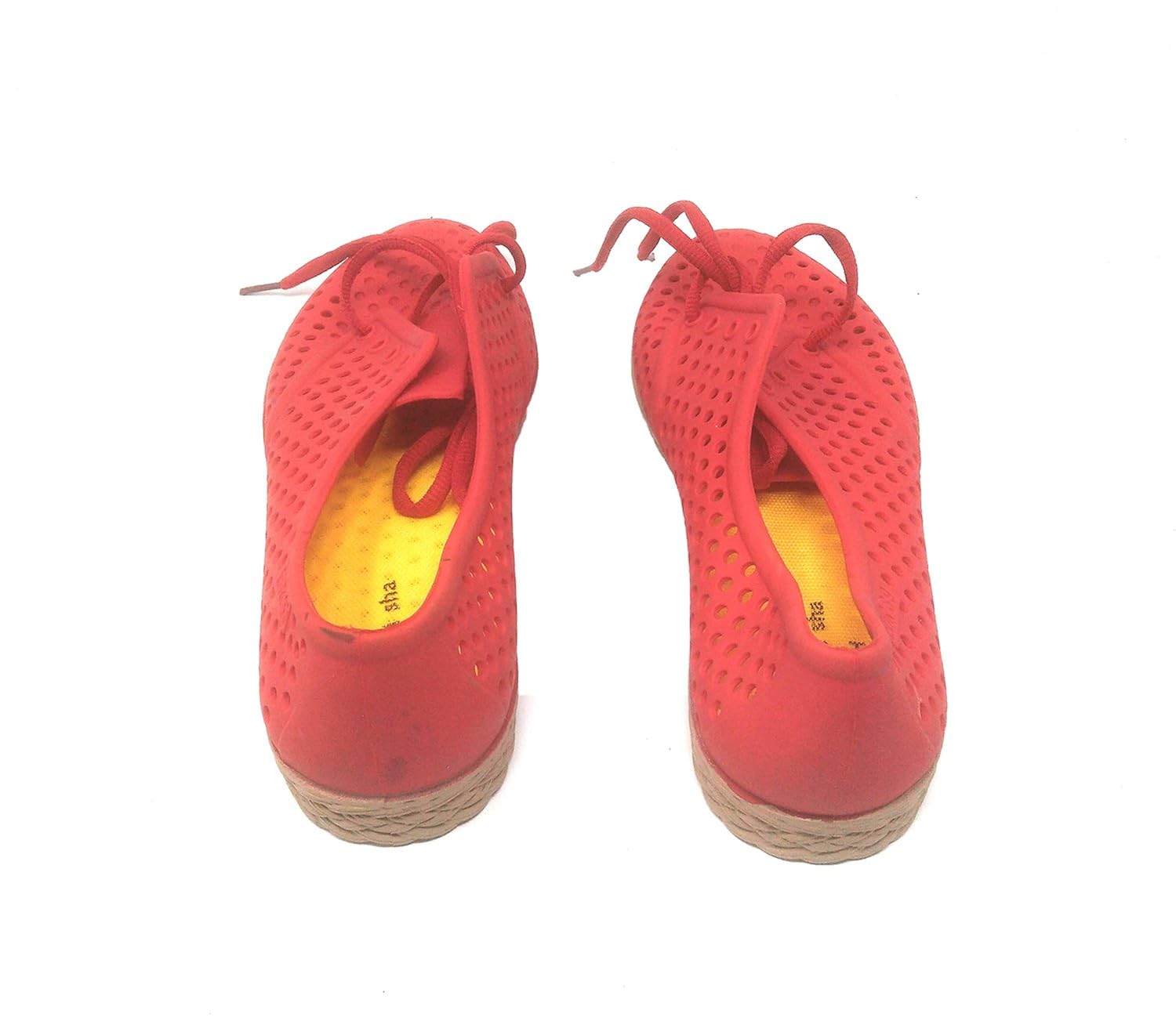 di grazia girls/women breathable fashion shoes, rainy shoes, lace sneakers (red, red-fibre-shoe-37)