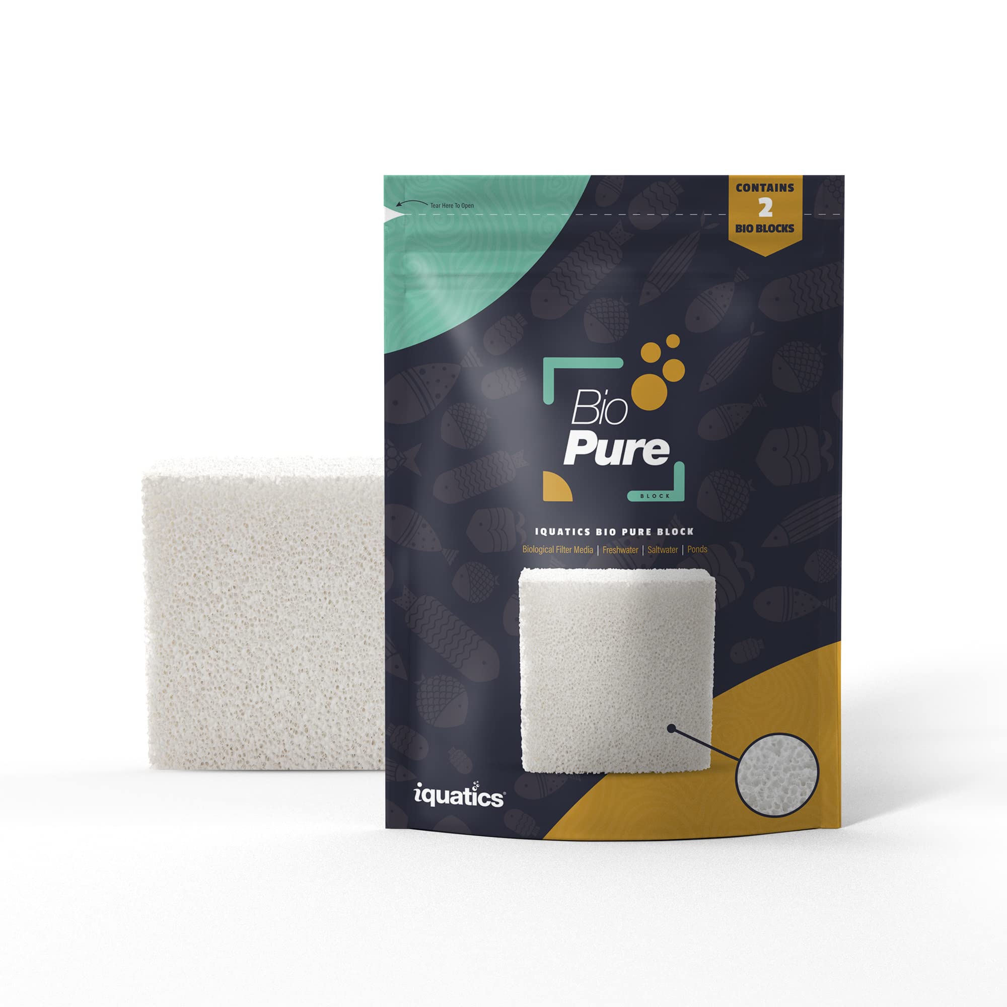 iQuatics Bio Pure-Block Ultra Porous Aquarium Filter Sump Bio Filtration Freshwater Marine-Twin Pack