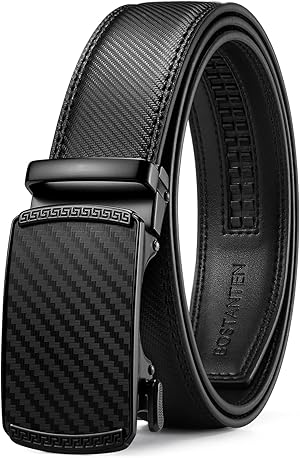 BOSTANTEN Gürtel Herren, Ledergürtel für Herren mit Ratsche Automatikschließe Business Anzug Gürtel Breit 35mm,Größe Angepasst