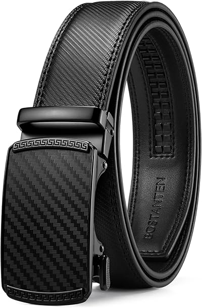 BOSTANTEN Gürtel Herren, Ledergürtel für Herren mit Ratsche Automatikschließe Business Anzug Gürtel Breit 35mm,Größe Angepasst