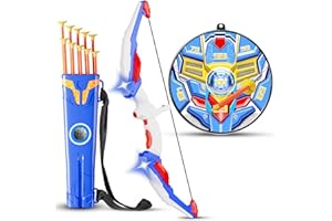 MLDKA Kids Bow and Arrow Set, LED Light Up Archery Toy Set with Suction Cup Arrows, Standing Target & Quiver, Indoor and Outdoor Toys Sport Gifts for Kids, Boys & Girls Ages 4 5 6 7 8 9 10 11 12