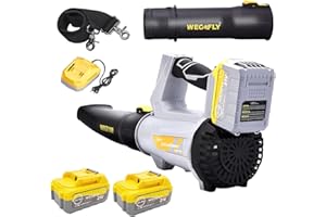 WeGofly Cordless Leaf Blower, 2 x 21V 4.0Ah Battery and Charger, 580CFM / 160MPH Electric Leaf Blowers for Patio Cleaning, Lawn Care, Blowing Leaves and Snow (Leaf Blower Cordless-2x4.0A)