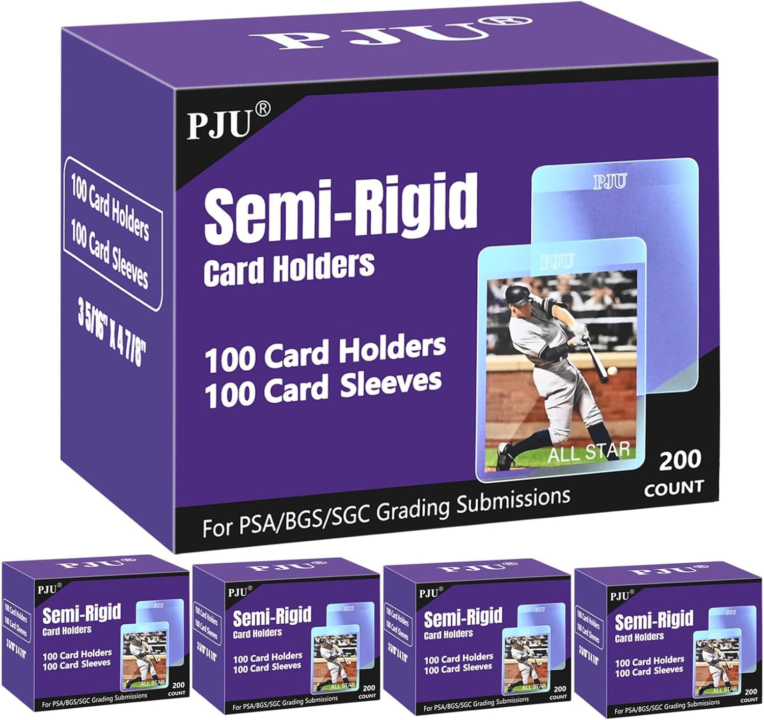 500ct Semi Rigid Card Holders & 500ct Card Sleeves for PSA, SGC, BGS, CSG Graded Card Submissions, Semi Rigid Baseball Cards Sleeves Protectors, PSA Graded Trading Cards Sleeve